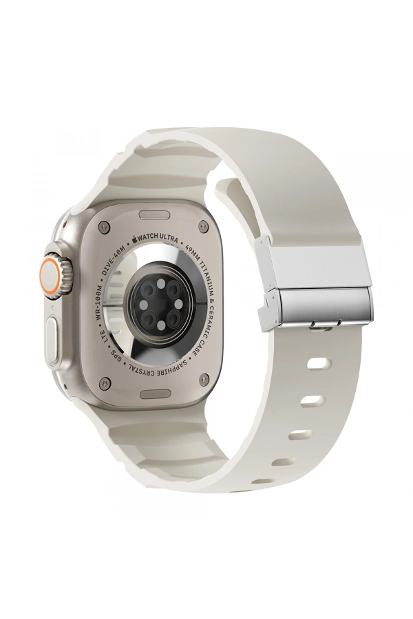 Apple Watch 10 46mm Zore KRD-145 Metal Tokalı Silikon Kordon