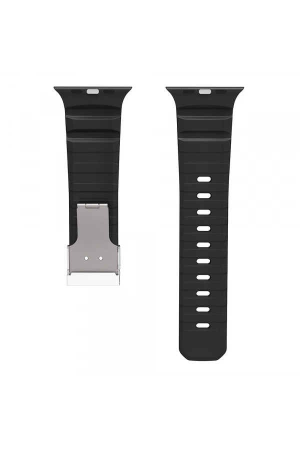 Apple Watch 10 46mm Zore KRD-145 Metal Tokalı Silikon Kordon