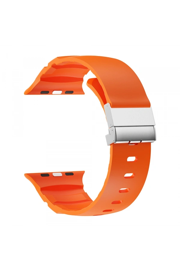 Apple Watch 10 46mm Zore KRD-145 Metal Tokalı Silikon Kordon