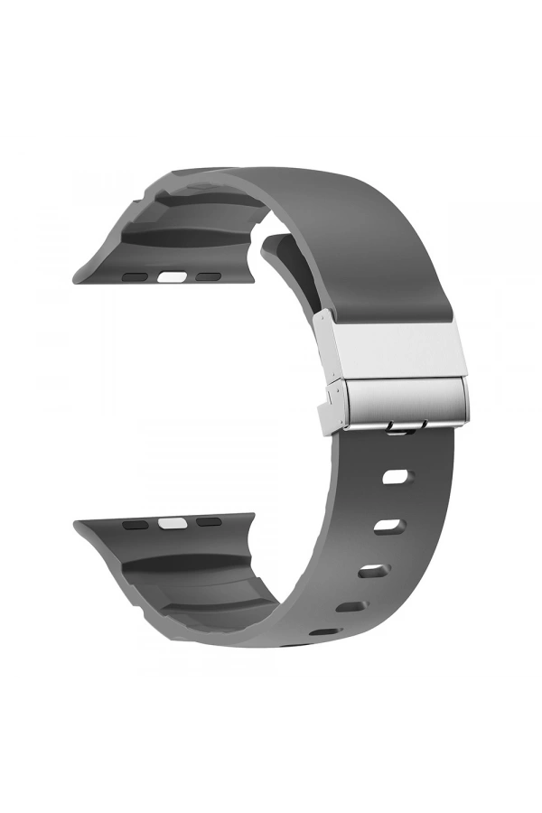 Apple Watch 10 46mm Zore KRD-145 Metal Tokalı Silikon Kordon