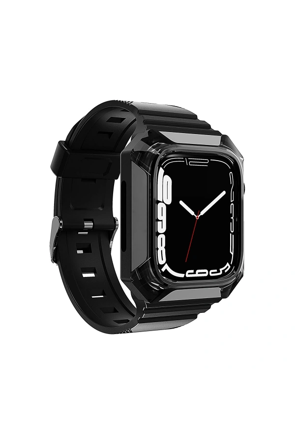 Apple Watch 38mm Zore KRD-88 Sert PC Kasa Koruyuculu Silikon Kordon