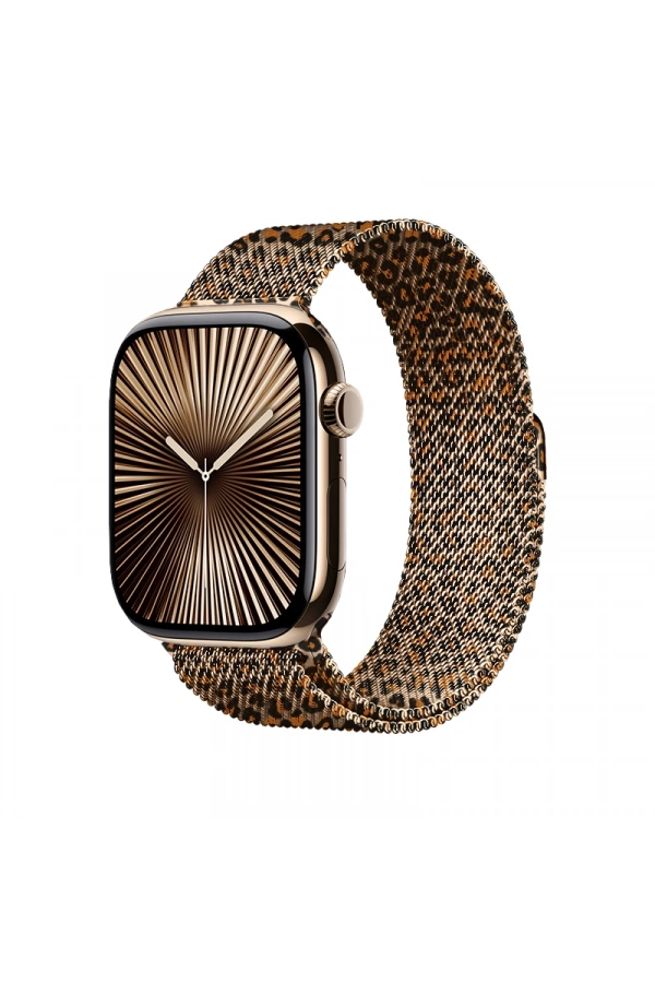 Apple Watch 40mm Zore KRD-01 Leopar Desenli Metal Kordon