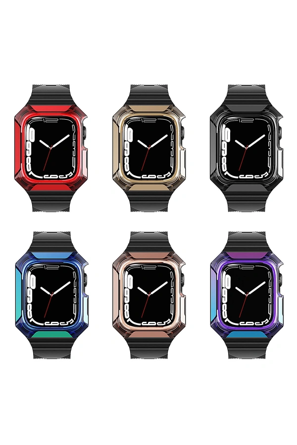 Apple Watch 42mm Zore KRD-88 Sert PC Kasa Koruyuculu Silikon Kordon