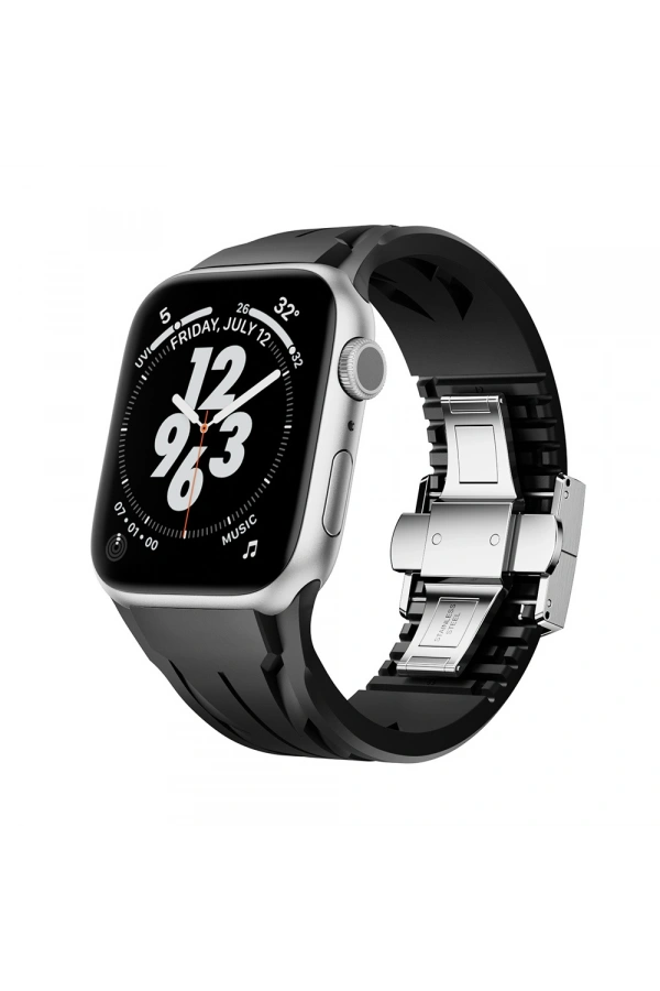 Apple Watch 44mm KRD-127 Metal Tokalı Silikon Kordon