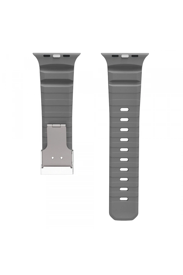 Apple Watch 44mm Zore KRD-145 Metal Tokalı Silikon Kordon