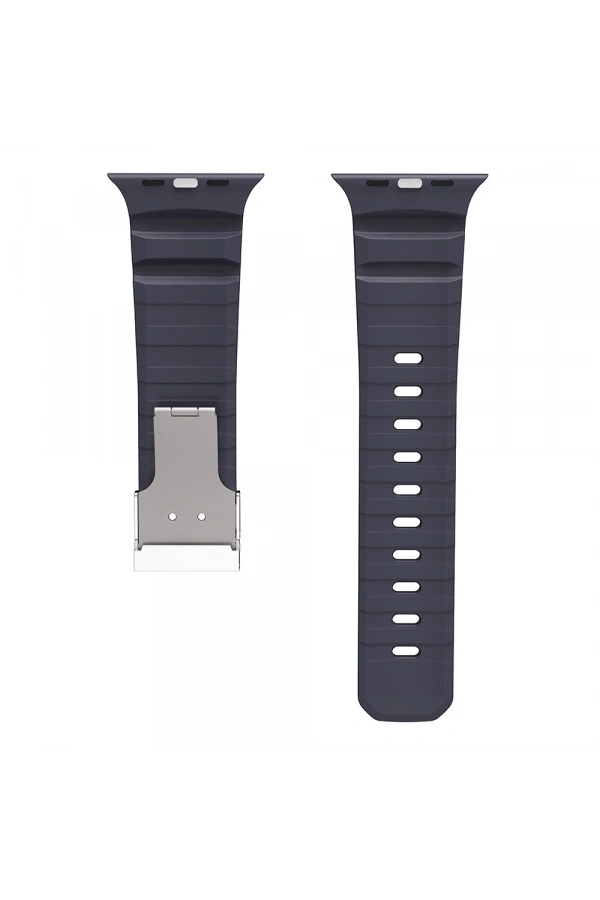 Apple Watch 44mm Zore KRD-145 Metal Tokalı Silikon Kordon