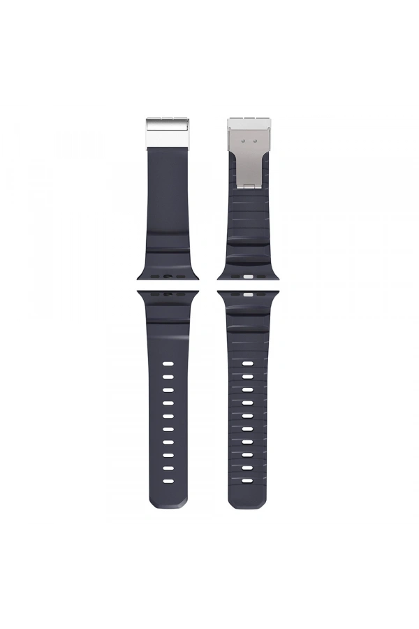 Apple Watch 44mm Zore KRD-145 Metal Tokalı Silikon Kordon