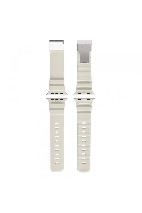 Apple Watch 44mm Zore KRD-145 Metal Tokalı Silikon Kordon