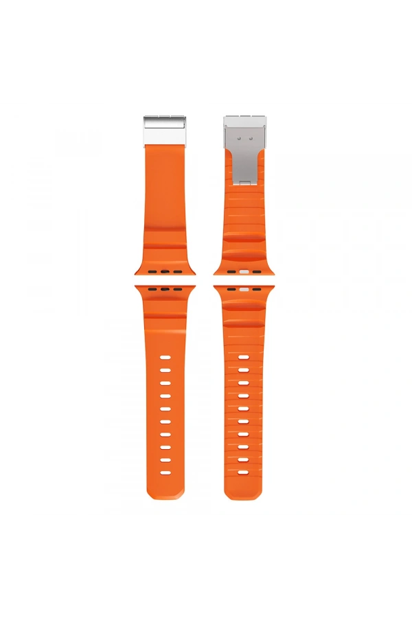 Apple Watch 44mm Zore KRD-145 Metal Tokalı Silikon Kordon