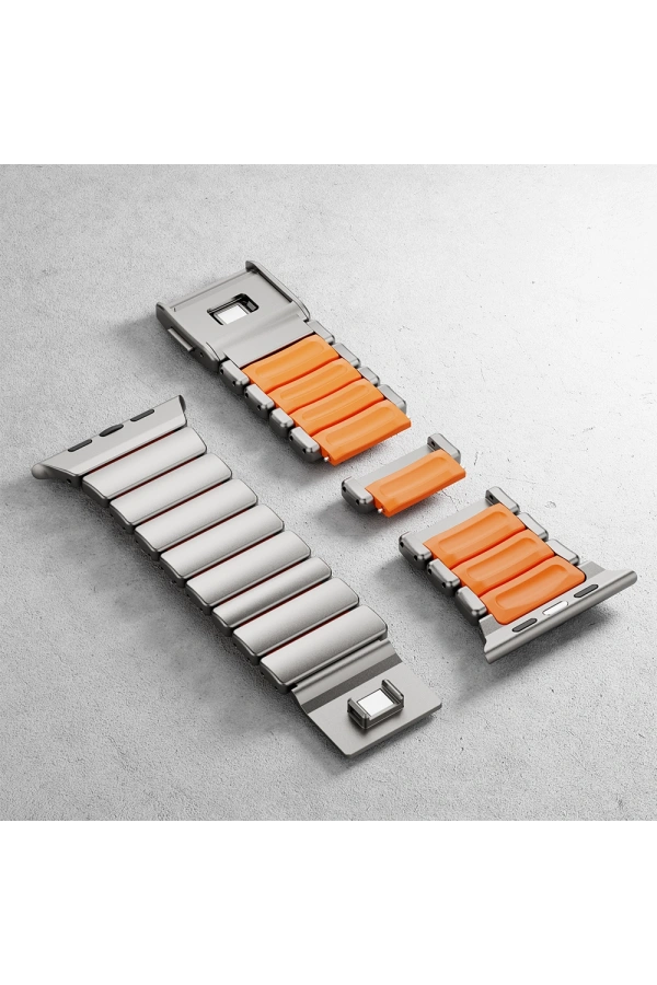 Apple Watch 44mm Zore KRD-149 Metal Silikon Kordon