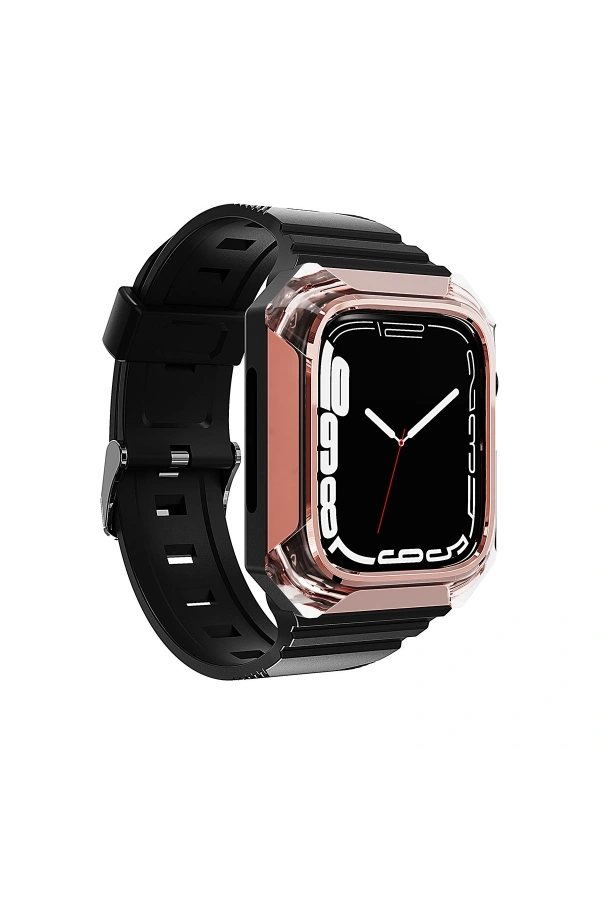 Apple Watch 44mm Zore KRD-88 Sert PC Kasa Koruyuculu Silikon Kordon