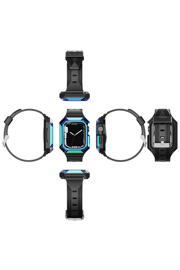 Apple Watch 44mm Zore KRD-88 Sert PC Kasa Koruyuculu Silikon Kordon