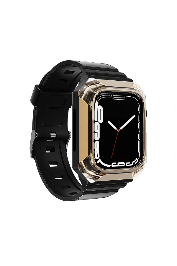 Apple Watch 7 41mm Zore KRD-88 Sert PC Kasa Koruyuculu Silikon Kordon