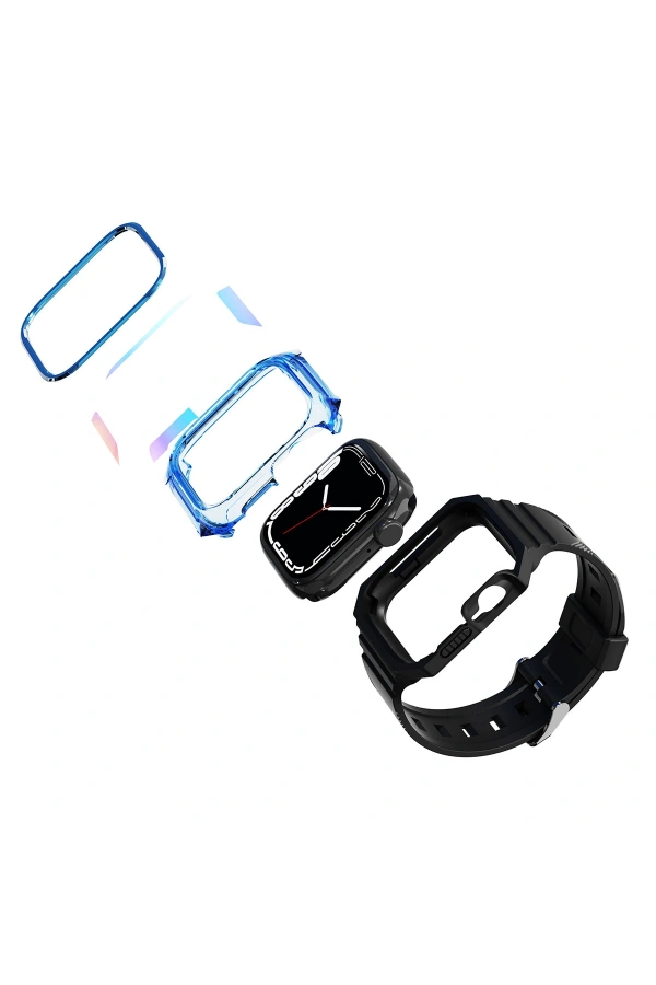 Apple Watch 7 41mm Zore KRD-88 Sert PC Kasa Koruyuculu Silikon Kordon