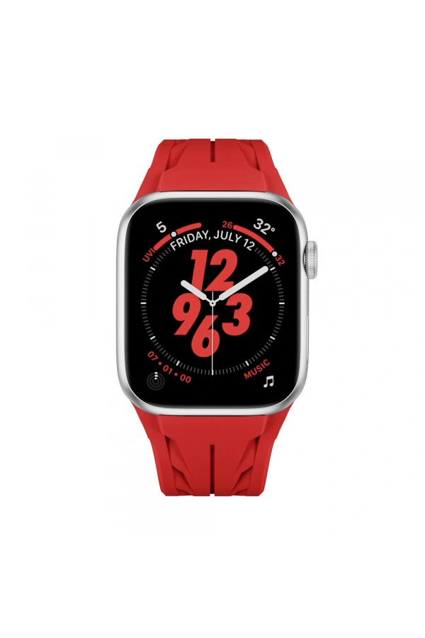 Apple Watch 7 45mm KRD-127 Metal Tokalı Silikon Kordon