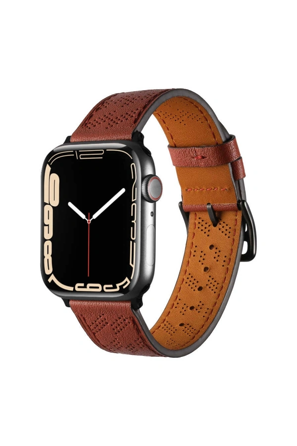 ​​​Apple Watch 7 45mm KRD-76 PU Deri Kordon Strap Kayış