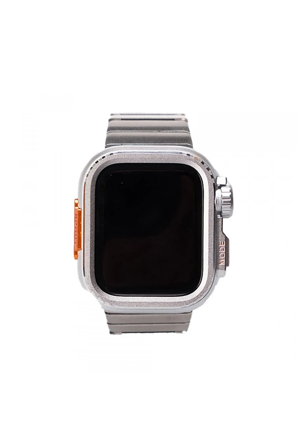 Apple Watch 7 45mm Zore KRD-126 Sert Kasa Koruyuculu Metal Kordon