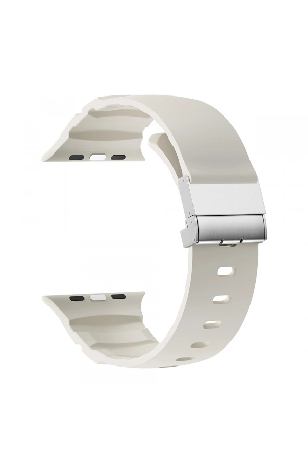 Apple Watch 7 45mm Zore KRD-145 Metal Tokalı Silikon Kordon