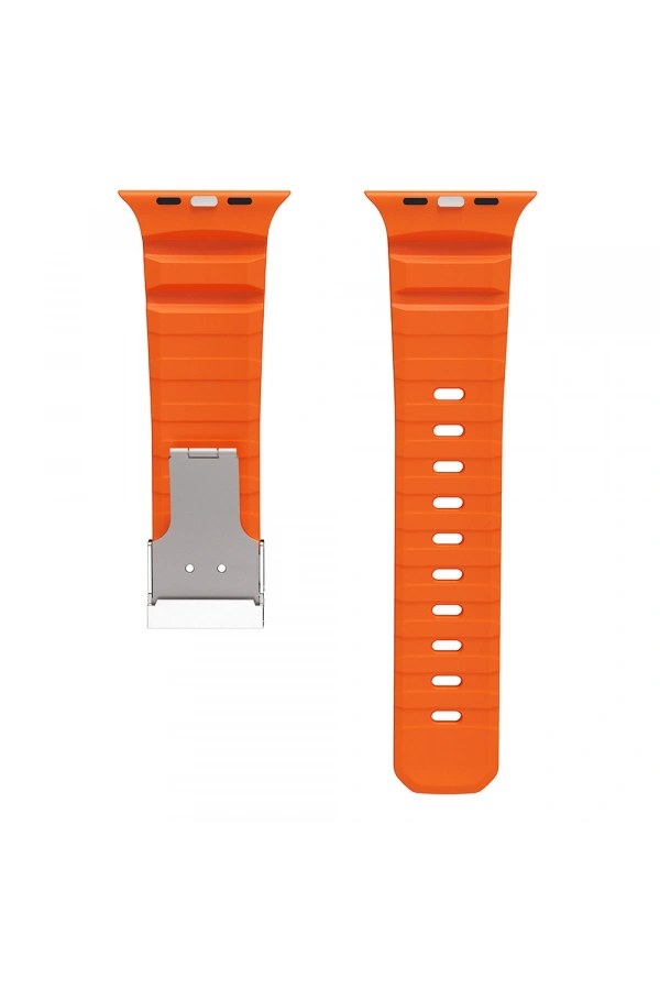 Apple Watch 7 45mm Zore KRD-145 Metal Tokalı Silikon Kordon