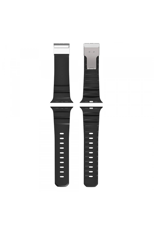 Apple Watch 7 45mm Zore KRD-145 Metal Tokalı Silikon Kordon