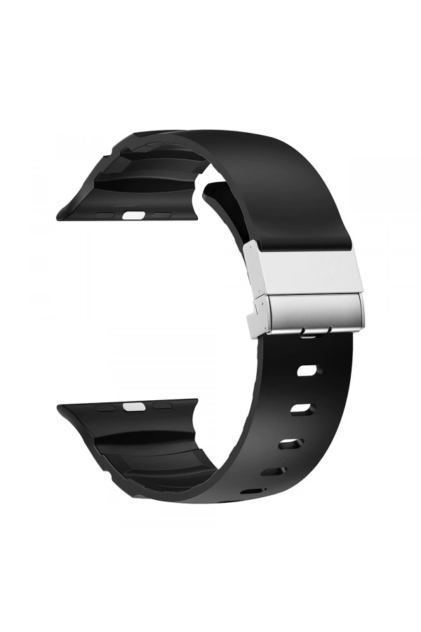 Apple Watch 7 45mm Zore KRD-145 Metal Tokalı Silikon Kordon