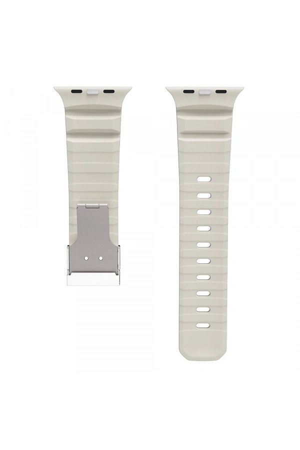 Apple Watch 7 45mm Zore KRD-145 Metal Tokalı Silikon Kordon