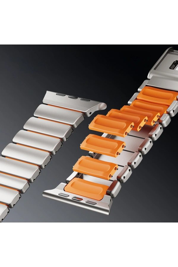 Apple Watch 7 45mm Zore KRD-149 Metal Silikon Kordon