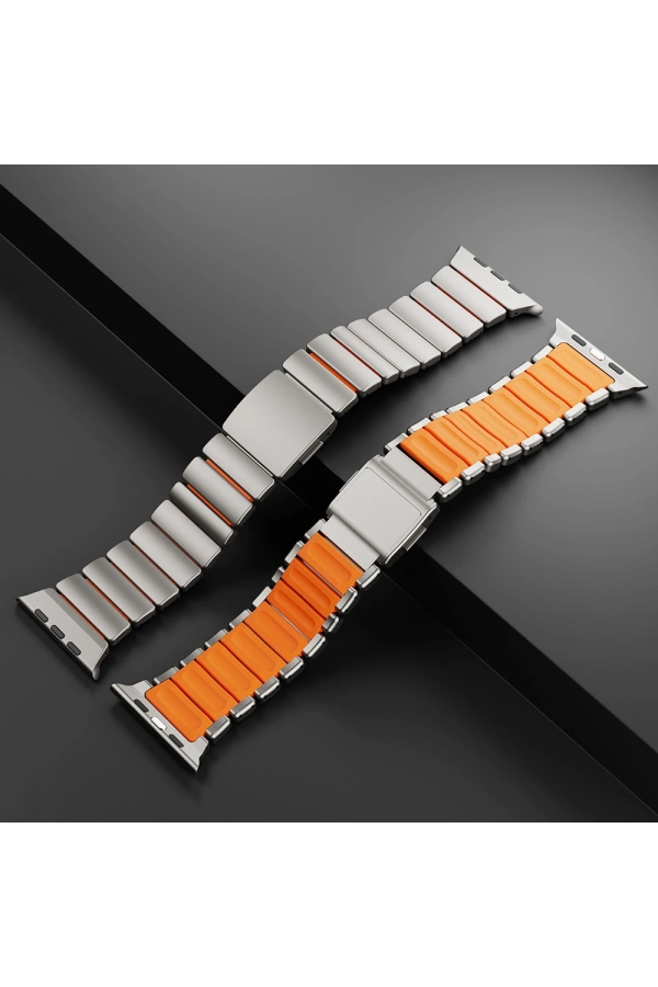 Apple Watch 7 45mm Zore KRD-149 Metal Silikon Kordon