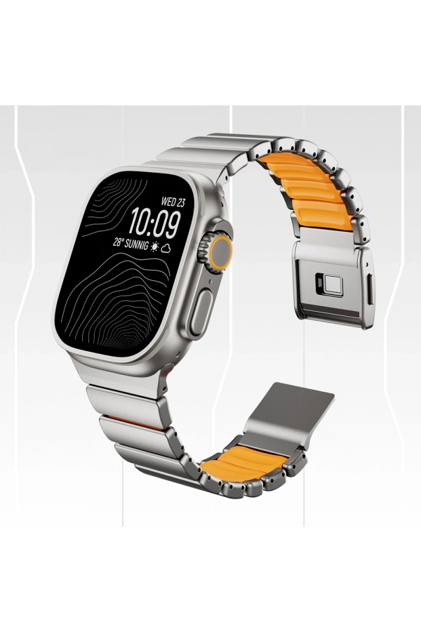 Apple Watch 7 45mm Zore KRD-149 Metal Silikon Kordon