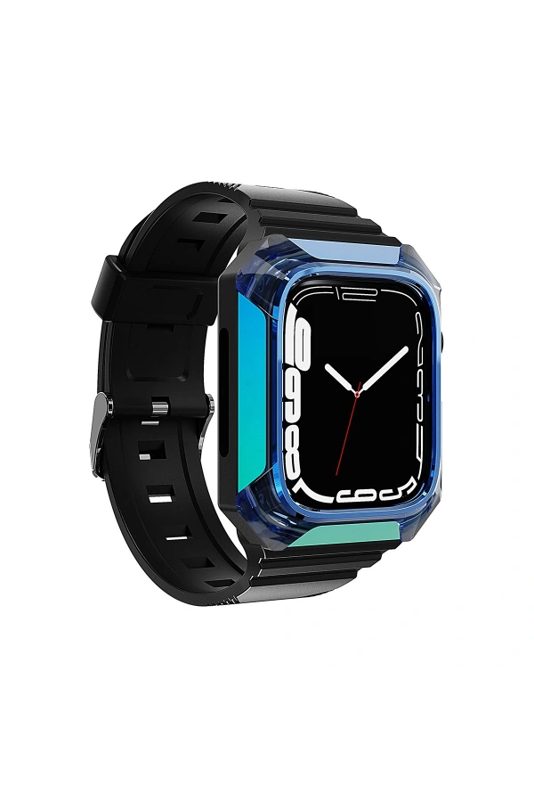 Apple Watch 7 45mm Zore KRD-88 Sert PC Kasa Koruyuculu Silikon Kordon