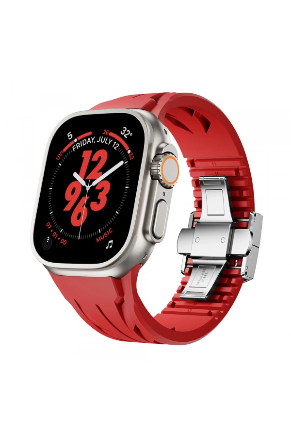 Apple Watch Ultra 49mm KRD-127 Metal Tokalı Silikon Kordon