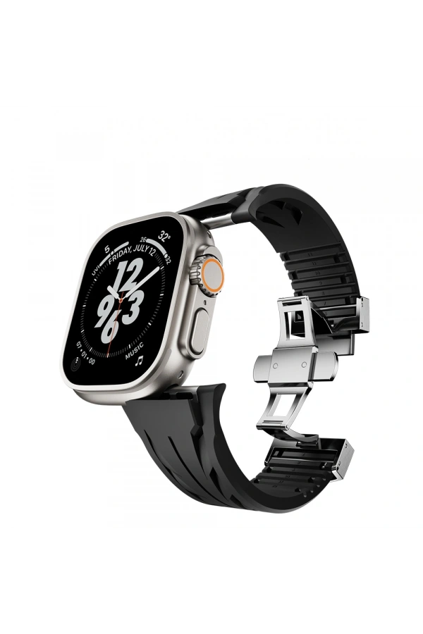 Apple Watch Ultra 49mm KRD-127 Metal Tokalı Silikon Kordon