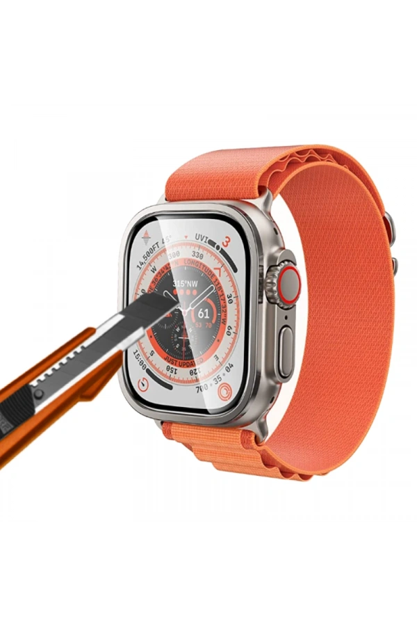 Apple Watch Ultra 49mm Zore ALM-01 Metal Çerçeveli Ekran Koruyucu
