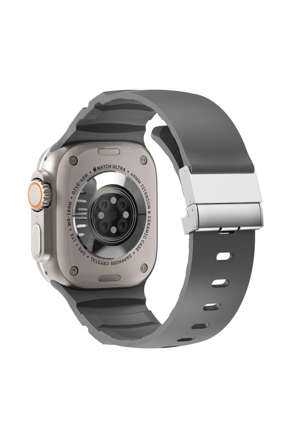 Apple Watch Ultra 49mm Zore KRD-145 Metal Tokalı Silikon Kordon