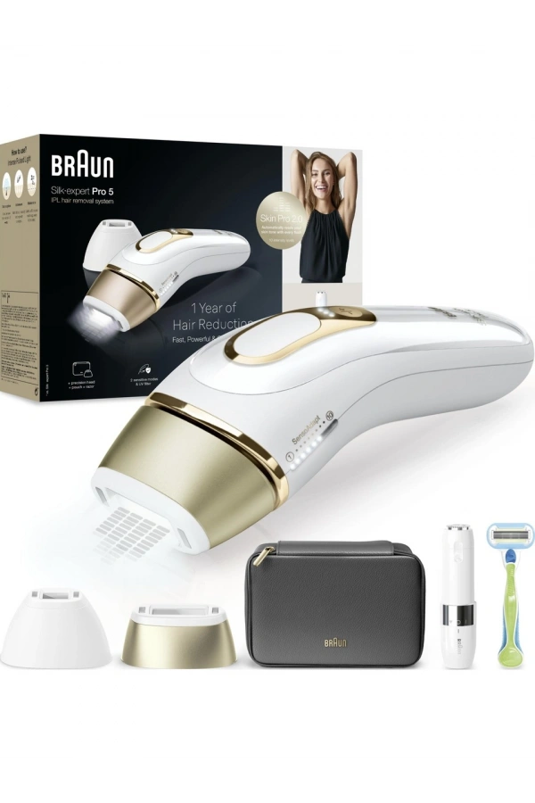 Braun Ipl Silk·Expert Pro 5, Evde Tüy Alma, Çanta, Venus Tıraş Makinesi, 2 Başlık İle, PL5146 (BRAUN TÜRKİYE GARANTİLİ)
