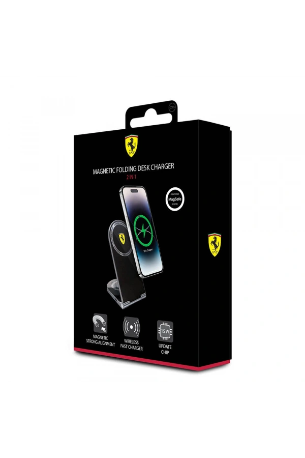 Ferrari Orjinal Lisanslı Katlanabilir Baskılı Shield Logolu Magnetik Kablosuz Şarj Standı