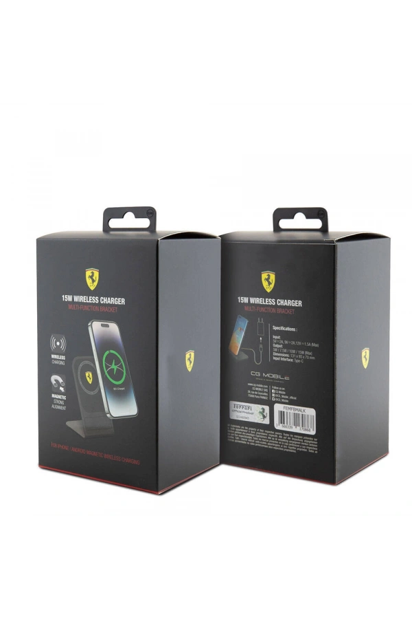 Ferrari Orjinal Lisanslı Katlanabilir Baskılı Shield Logolu Standlı Magnetik Kablosuz Şarj Standı