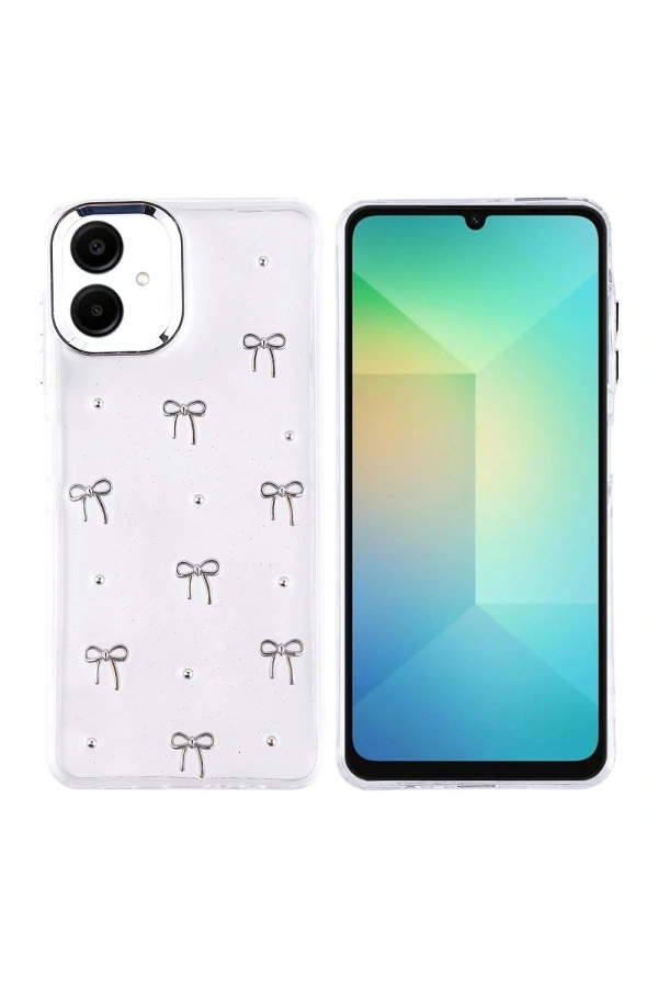 Galaxy A06 Kılıf Airbag Tasarımlı Simli Şeffaf Zore Kutup Kapak