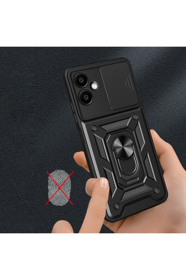 Galaxy A06 Kılıf Magnetik Standlı Kamera Korumalı Zore Sürgülü Vega Kapak
