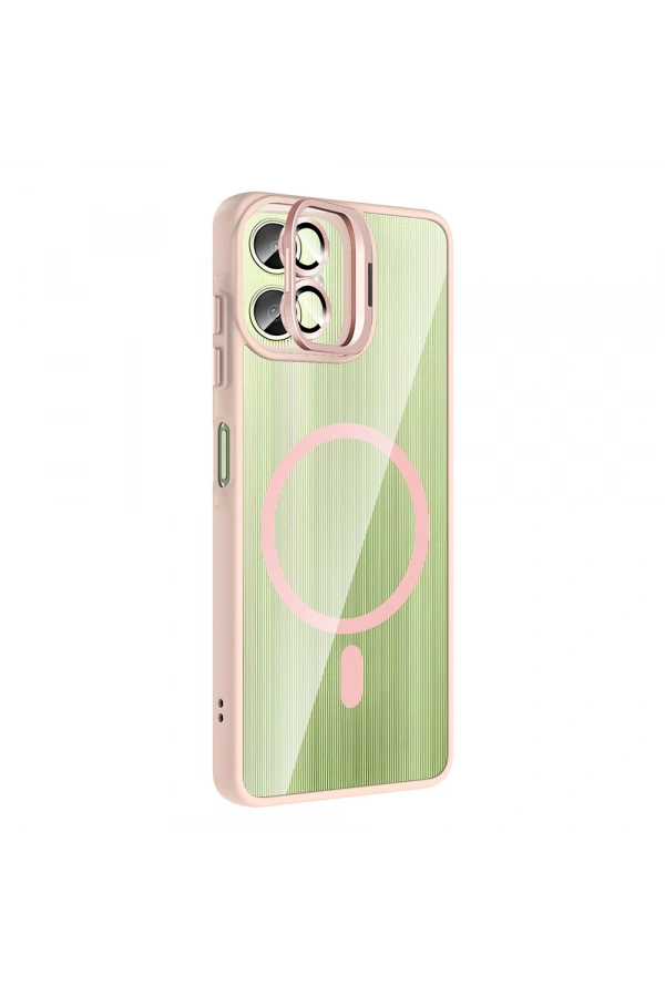 Galaxy A06 Kılıf Standlı ve Kamera Lens Hediyeli M-Safe Şarj Özellikli Zore Etro Kapak