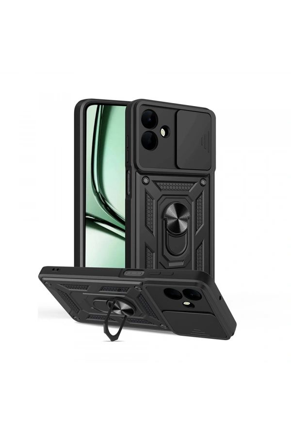 Galaxy A07 Kılıf Magnetik Standlı Kamera Korumalı Zore Sürgülü Vega Kapak
