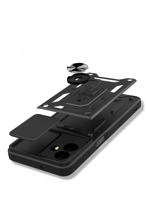 Galaxy A07 Kılıf Magnetik Standlı Kamera Korumalı Zore Sürgülü Vega Kapak