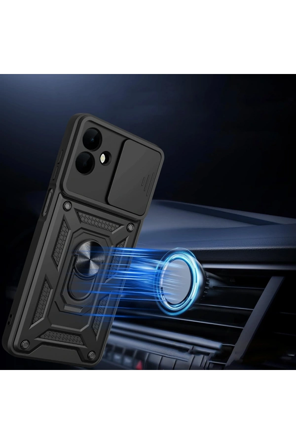 Galaxy A07 Kılıf Magnetik Standlı Kamera Korumalı Zore Sürgülü Vega Kapak