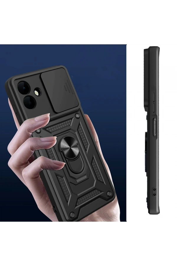 Galaxy A07 Kılıf Magnetik Standlı Kamera Korumalı Zore Sürgülü Vega Kapak