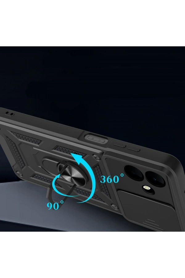 Galaxy A07 Kılıf Magnetik Standlı Kamera Korumalı Zore Sürgülü Vega Kapak