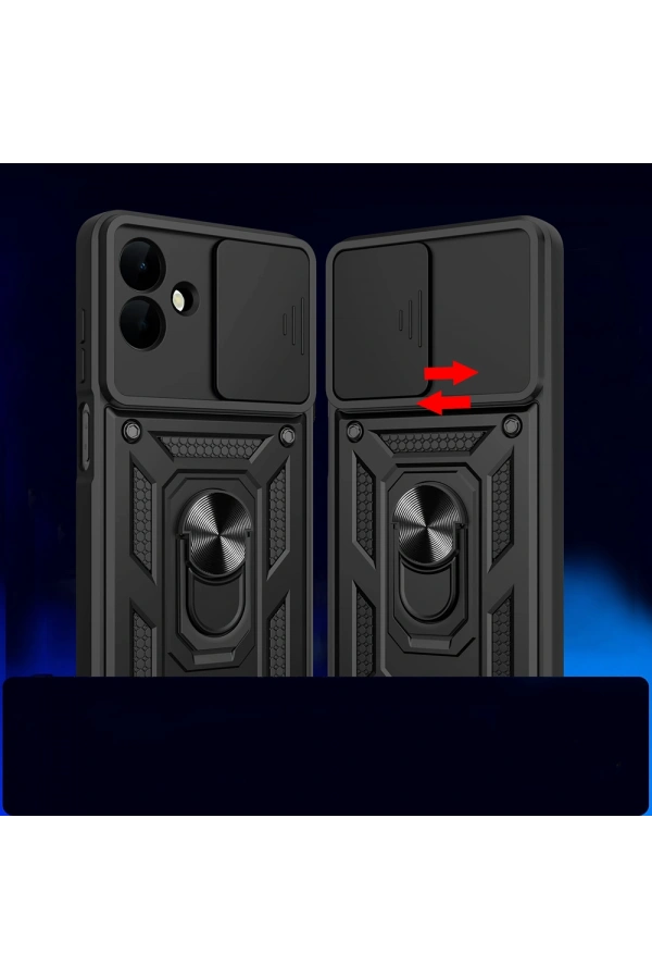 Galaxy A07 Kılıf Magnetik Standlı Kamera Korumalı Zore Sürgülü Vega Kapak