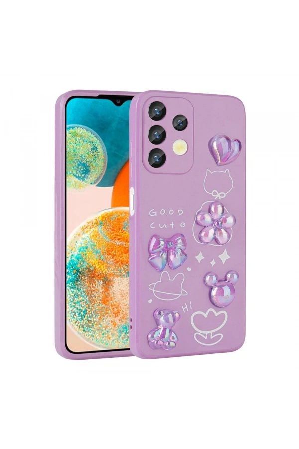 Galaxy A13 4G Kılıf Kabartma Figürlü Parlak Zore Toys Silikon Kapak