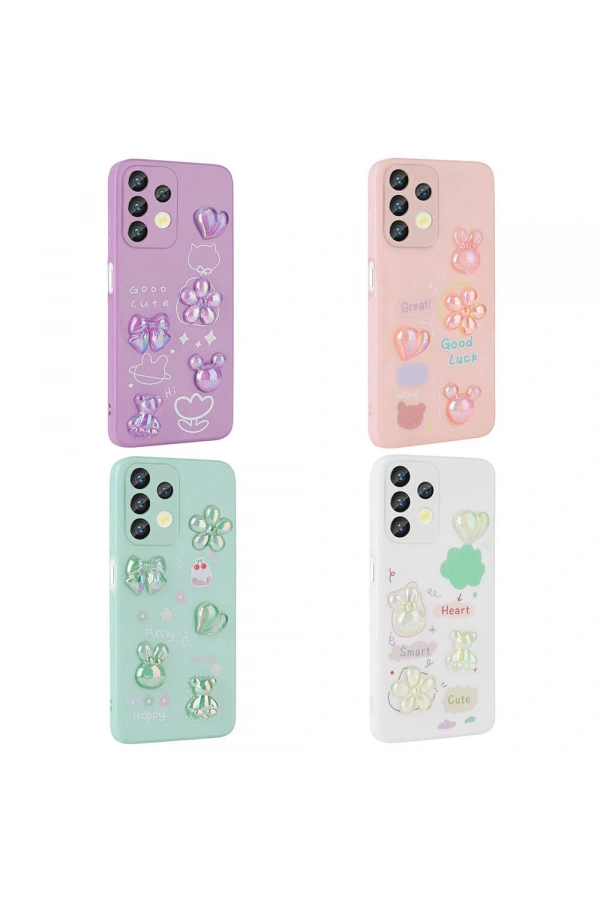 Galaxy A13 4G Kılıf Kabartma Figürlü Parlak Zore Toys Silikon Kapak