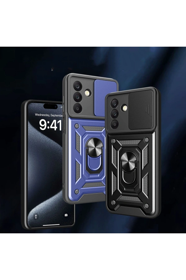 Galaxy A17 Kılıf Magnetik Standlı Kamera Korumalı Zore Sürgülü Vega Kapak