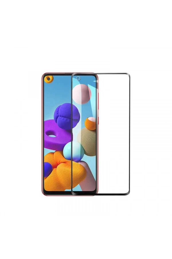 Galaxy A21 Zore Kenarları Kırılmaya Dayanıklı Cam Ekran Koruyucu